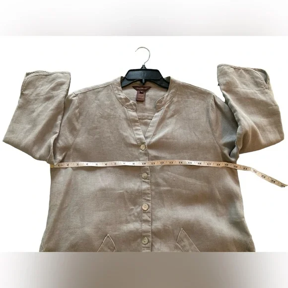 Multiples 100% Linen Long Sleeve Button Down Tunic Top. Size Small. - Picture 6 of 10